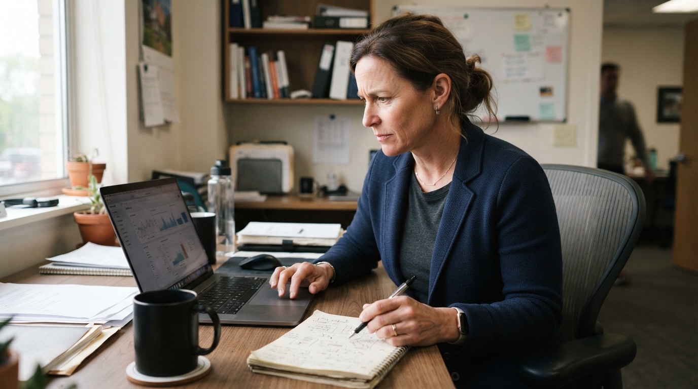 Executive researching how to find an executive recruiter for specialty industries at a laptop